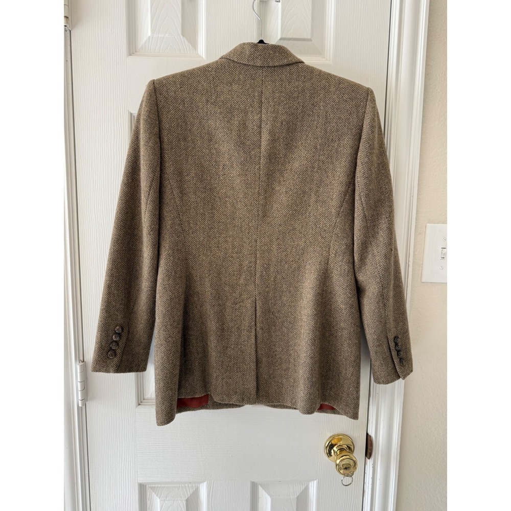 Lauren Ralph Lauren 6P Lambswool Herringbone Equestrian Blazer Heritage Brown - Picture 12 of 13